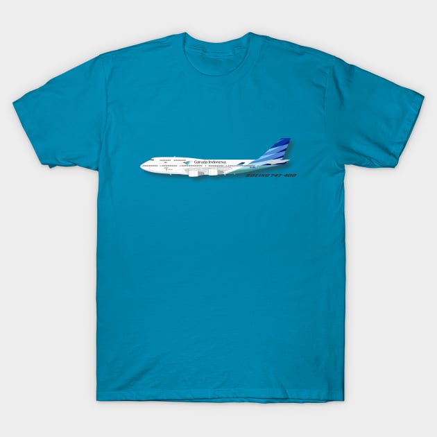 Garuda airlines Boeing 747 400 T-Shirt by GregThompson